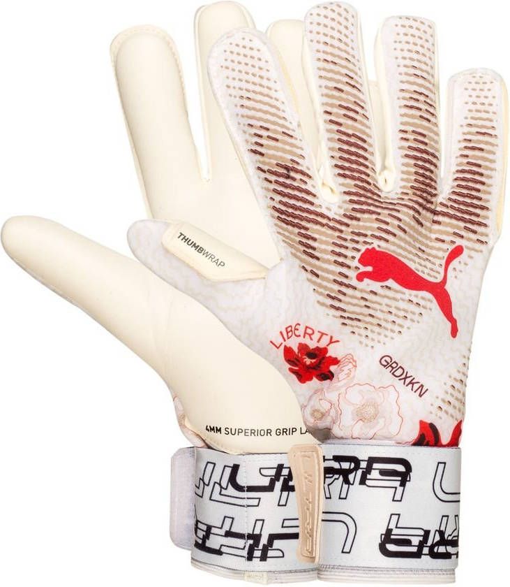 PUMA Keepershandschoenen Ultra Grip 1 Hybrid Liberty EK Vrouwen 2022 Wit/Rood Vrouw LIMITED EDITION